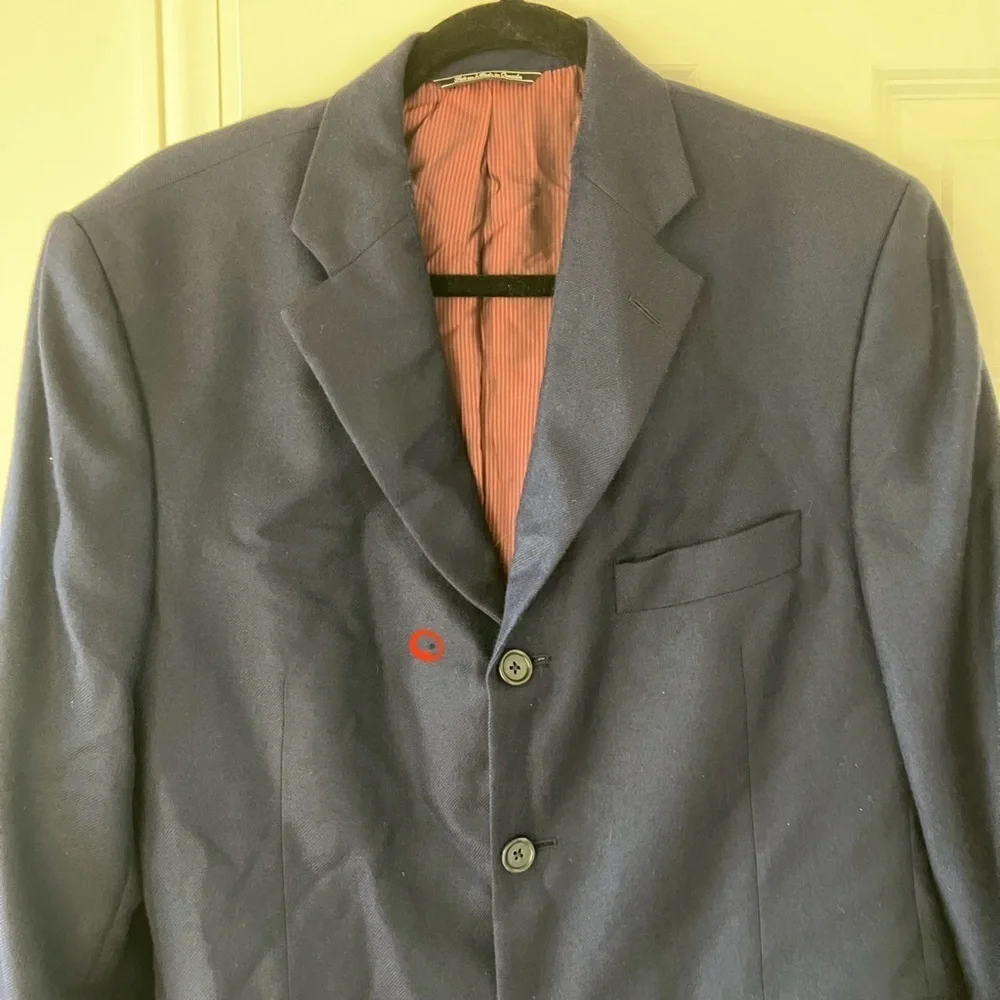 Jack Victor Saks Fifth Ave Men’s Navy 100% Worsted Cashmere Jacket Coat (40S)